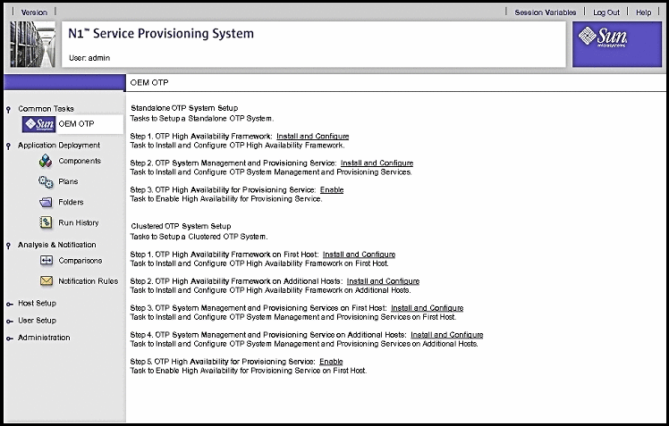 Screen capture: Open Telecommunications Platform Task page