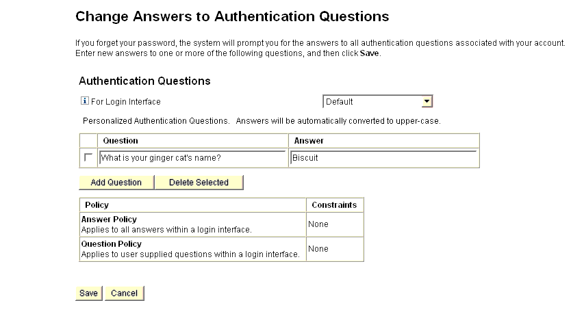 Change Answers to Authentication Questions      ߰ϰ   ֽϴ.