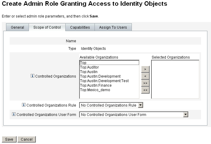 可以为管理员角色加入或从管理员角色排除一个或多个对象。