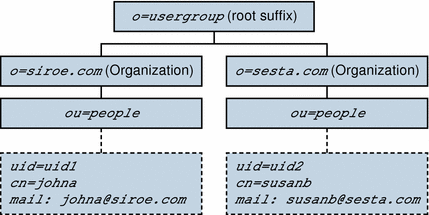 兩階式階層：目錄資訊樹狀結構範例。