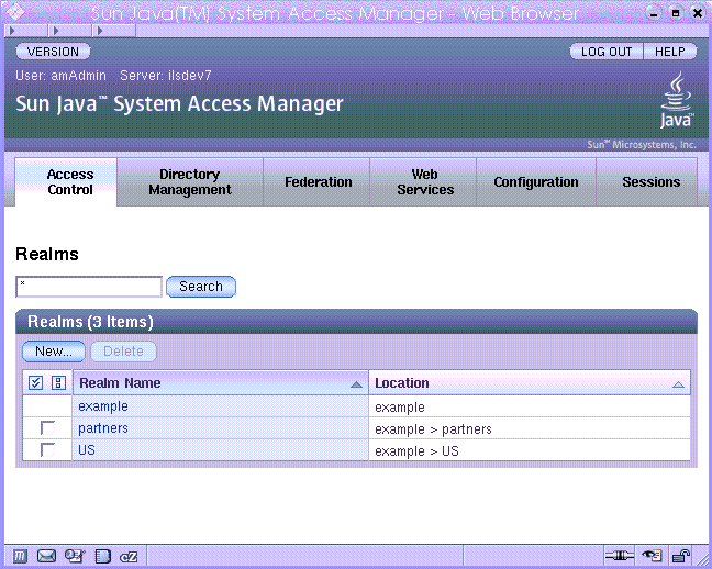 Access Manager 控制台，传统模式管理视图