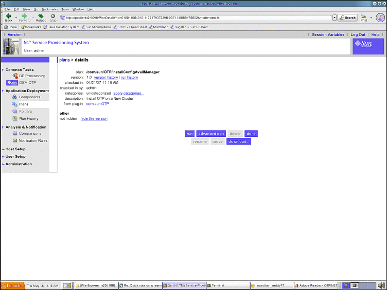 Screen capture: Clustered OTP Host Edit Availability
Plan Page: System Management Server