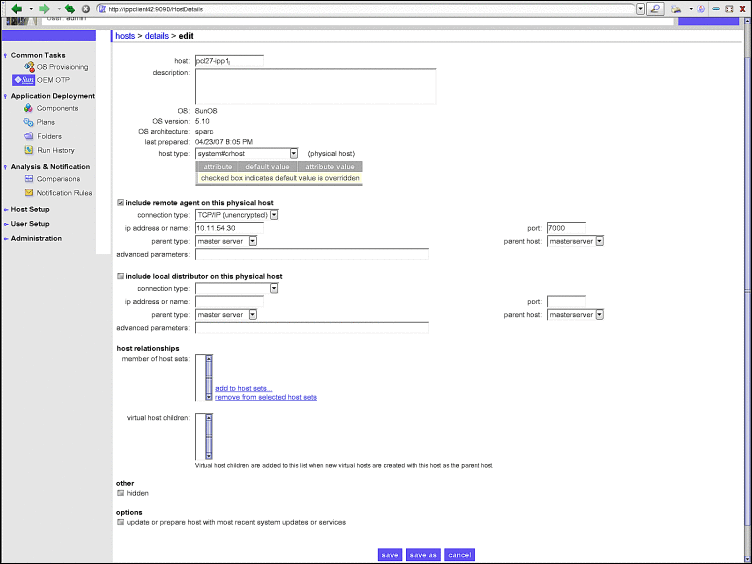 Screen capture: host edit details page