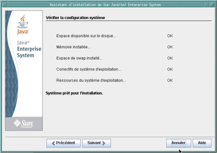 Capture d'écran de la page Vérifier les conditions système requises.