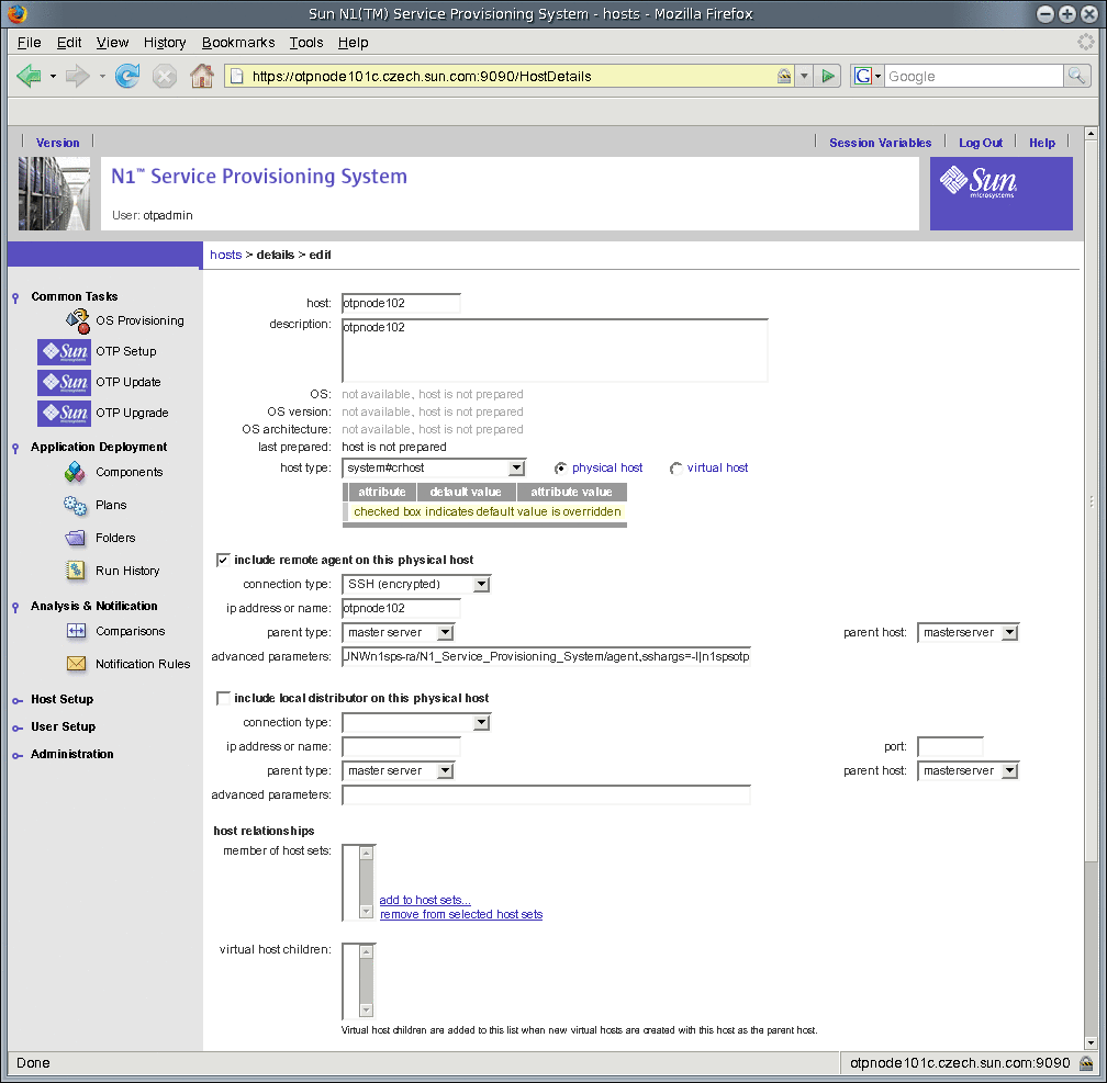 Add OTP Hosts to the Provisioning Server Screen