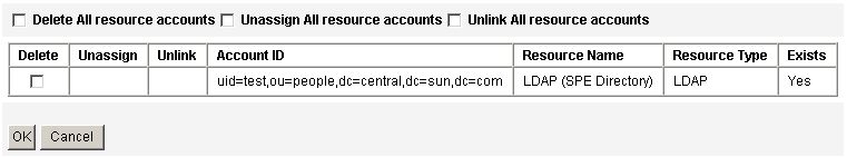 Figura en la que se muestran las opciones para eliminar, anular la asignación y desvincular todas las cuentas de recursos