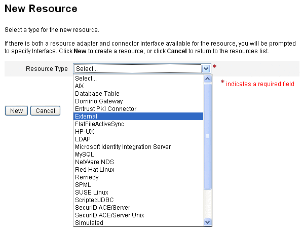 Figure illustrant le menu Type de ressource