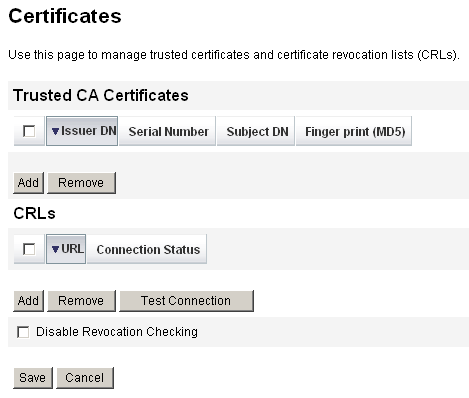 Figure illustrant un exemple de page Certificats