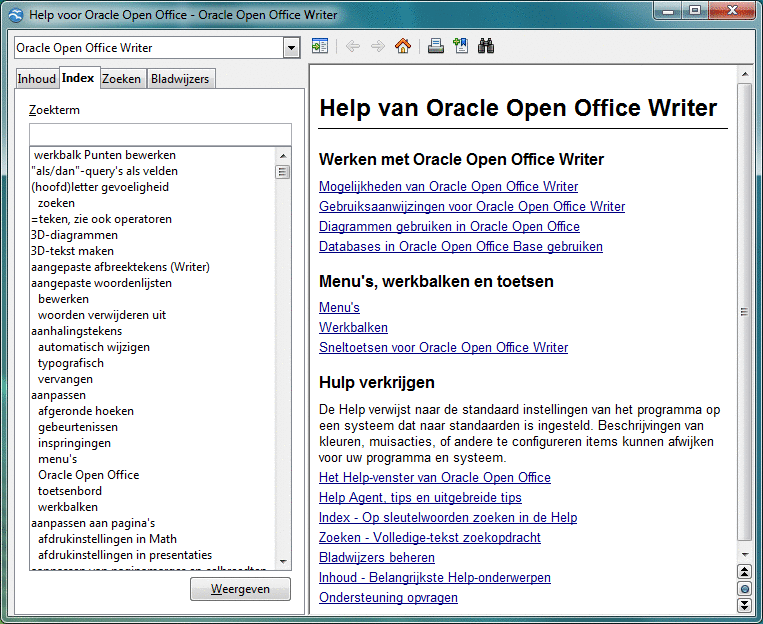 Help-hoofdvenster