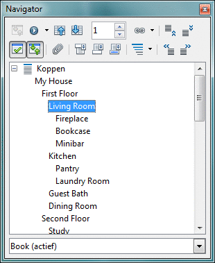 Koppen in Navigator in de modus Eén categorie tonen