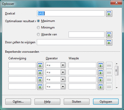 Dialoogvenster Oplosser