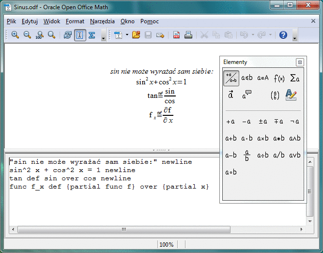 Okno główne aplikacji Math
