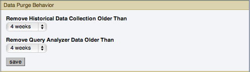 MySQL Enterprise Dashboard Settings: Data
              Purge