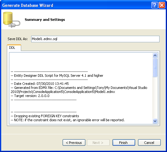 DDL T4 Template Macro - Generate Database
          Wizard