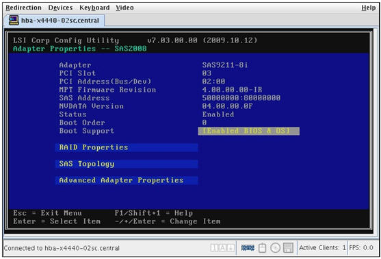 image:Screen shot of the Adapter Properties screen.