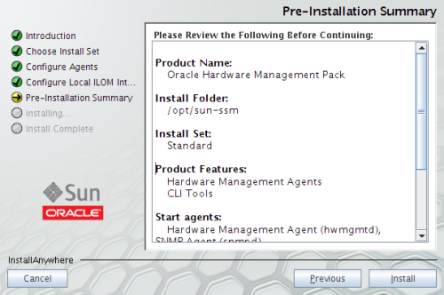 image:Pre-Installation Summary screen