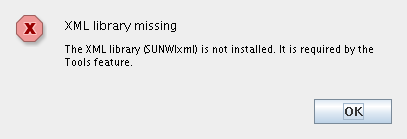 image:XML library warning
