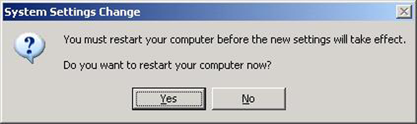 image:Graphic of the System Settings Change dialog box.