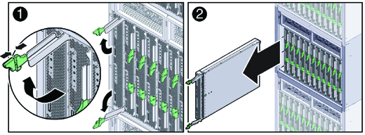image:An illustration showing how to remove the server module.