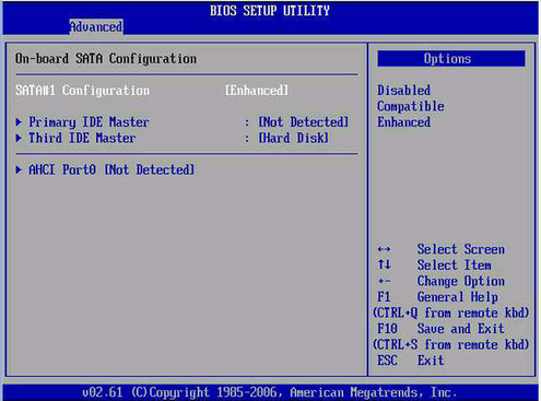 image:On-board SATA Configuration screen.