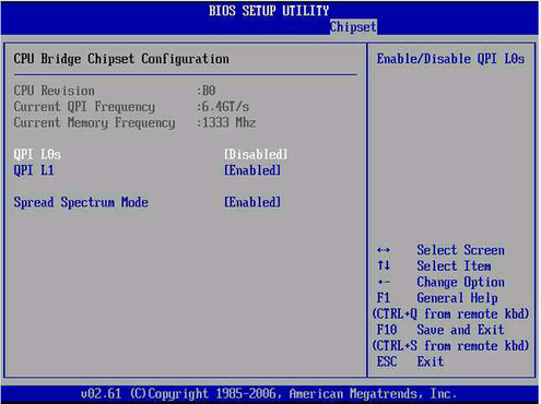 image:CPU Bridge Chipset Configuration screen.