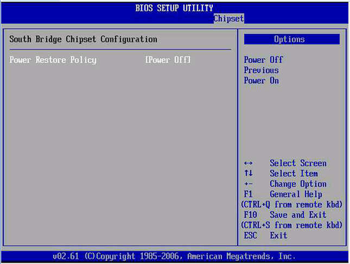 image:South Bridge Chipset Configuration screen.
