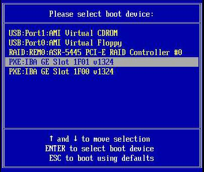 image:Graphic showing Boot device selected.