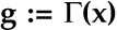 Equation that represents `g := |~(x)'