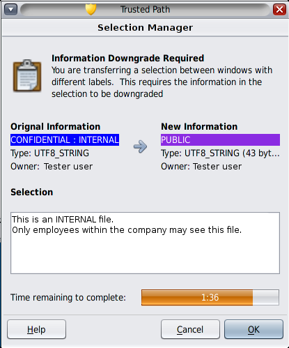 Window titled Selection Manager shows the source, destination, and transaction information for text being transferred from one window to another.