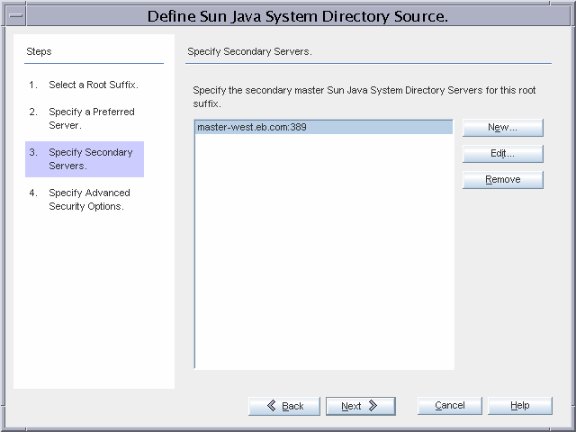 image:Specifying the Secondary Master Directory Server