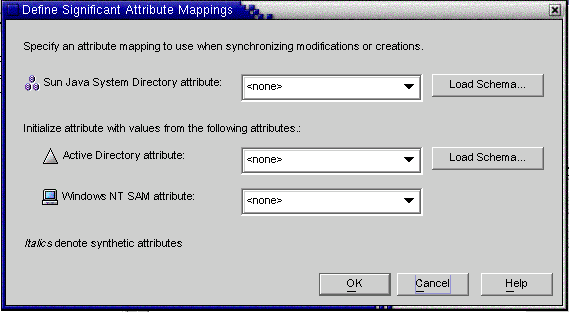image:Use this dialog to map the attributes between systems.