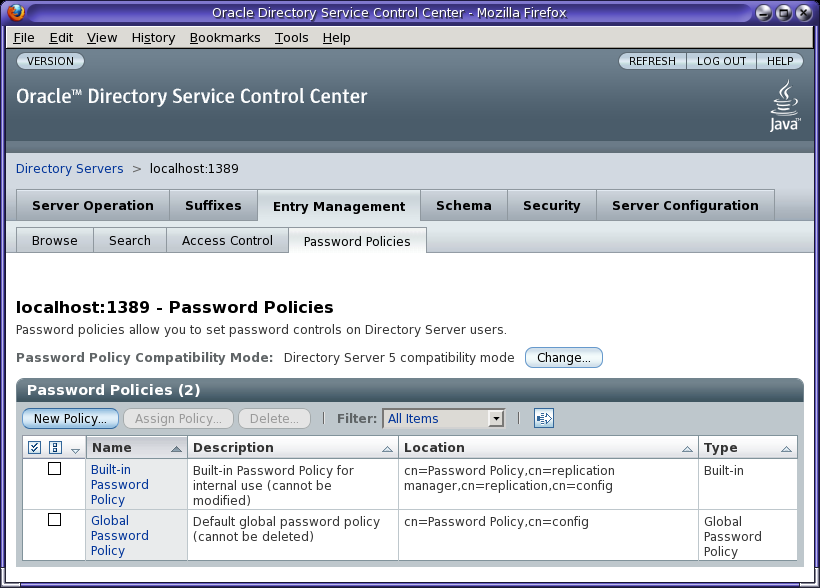 image:Password Policy tab of the DSCC.