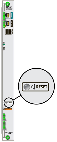 Figure showing Reset button on front of blade server.