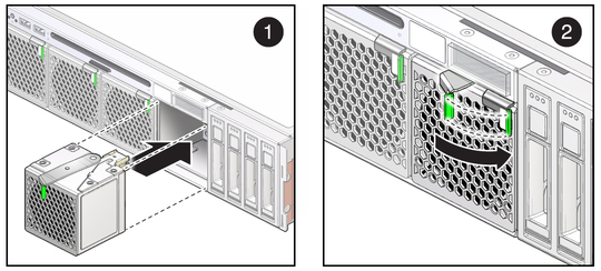 image:The illustration shows installing the fan module.