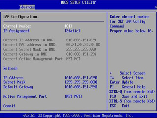 image:Graphic showing BIOS Setup utility: Advanced - LAN Configuration.