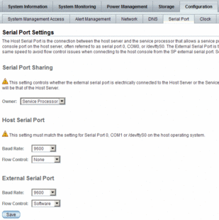 image:Graphic of the Serial Port Settings page.