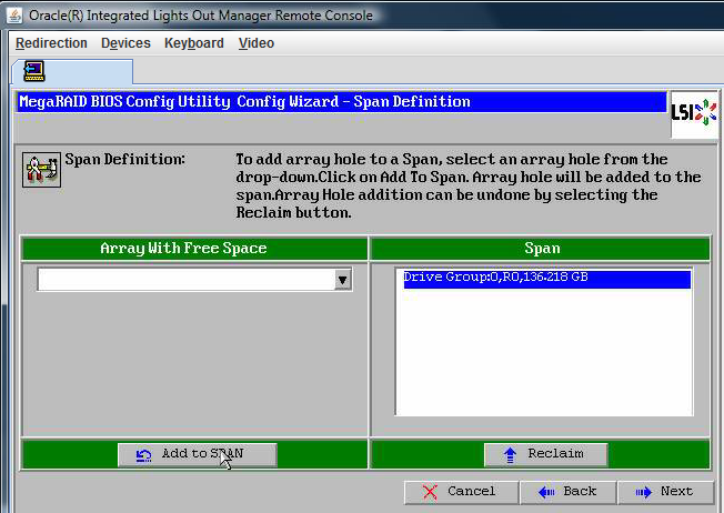 image:Screenshot of the MegaRAID BIOS Config Utility Config Wizard — Click Next.