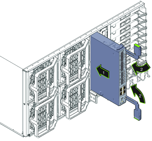 image:An illustration showing how to install a network express module .