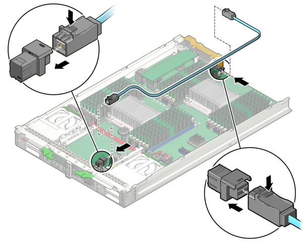 image:An illustration showing how to install REM Storage Drive cables in a SAS Configuration.