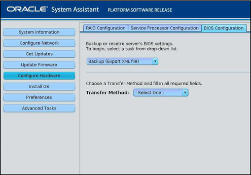 image:A screen capture showing the Configure Hardware, BIOS Configuration screen.