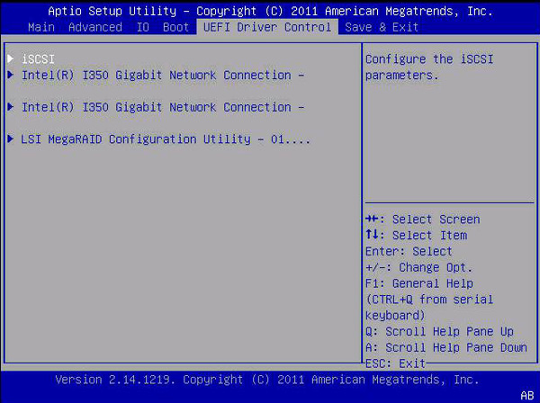 image:This figure shows the UEFI Driver Control screen.