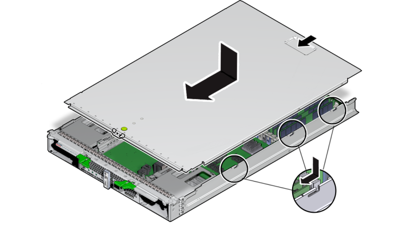 image:An illustration showing how to install a top cover assembly.
