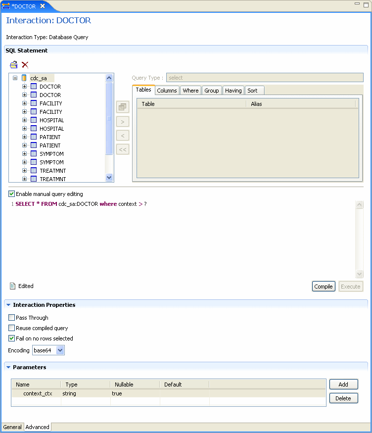 相互作用の「Advanced」タブ