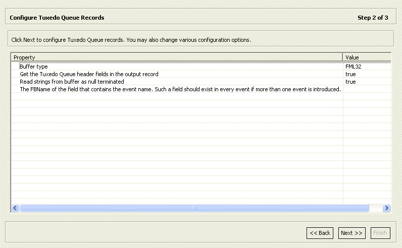 「Configure Tuxedo Queue Records」画面