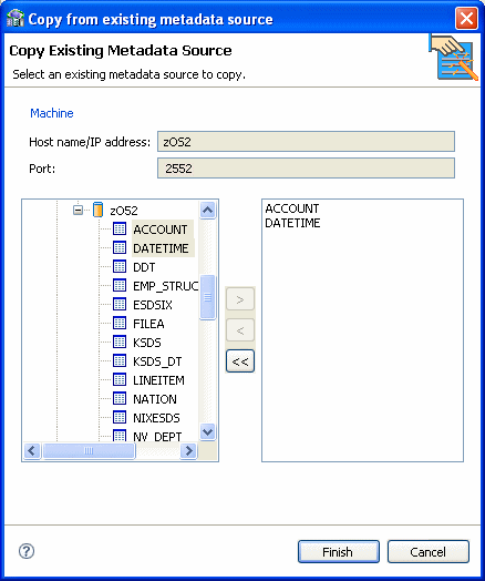 このイメージは、「Copy Existing Metadata Source」画面を示しています。