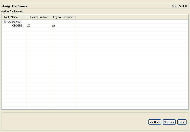 「Assign Index File Names」画面