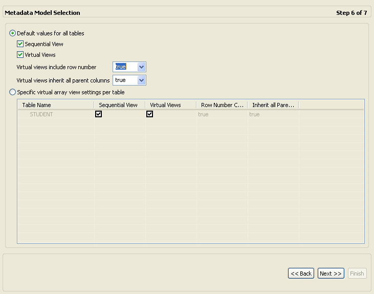このイメージは、「Metadata Model Selection」画面を示しています。
