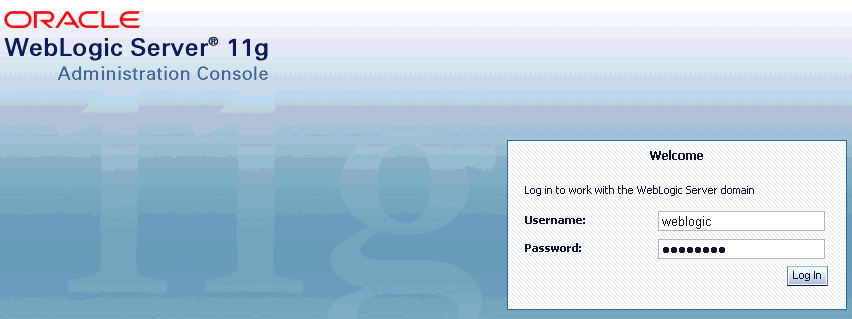 Oracle WebLogic Server管理コンソールのログオン・ページ