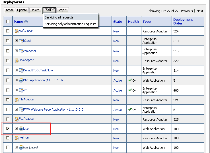 「デプロイメント」ページ