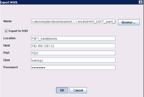 「WSDLのエクスポート」ダイアログ